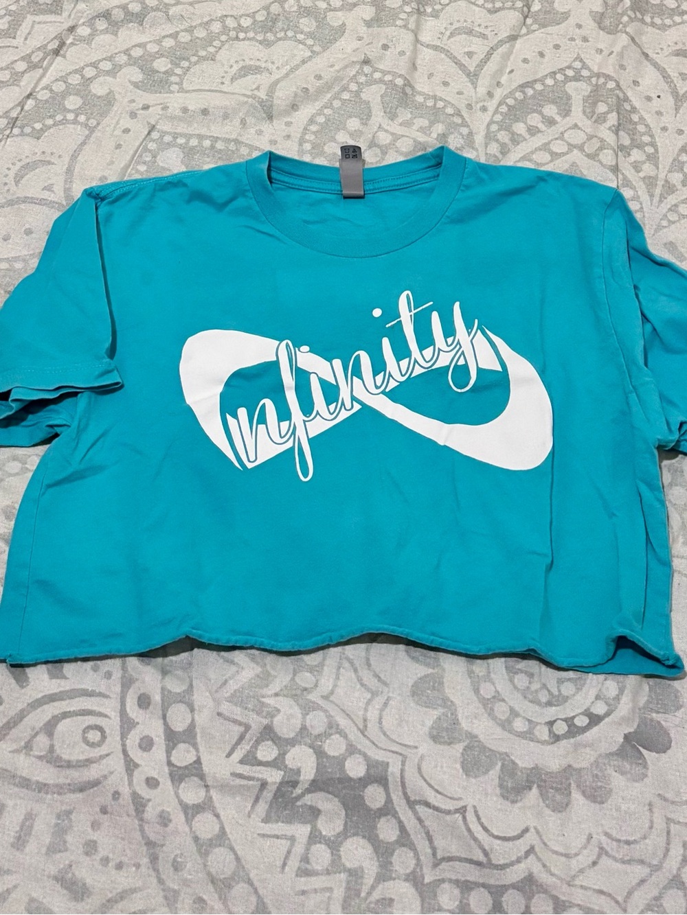 Teal 'Infinity' Graphic Crop Top